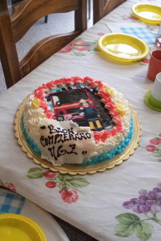 이탈리아 가정에서 열린 아이 생일파티 케이크